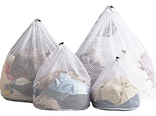 Set Of 4 Heavy Duty Large  Small Mesh Laundry Bags W...