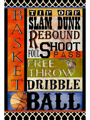 Toland Home Garden 1110359 Slam Dunk Basketball Flag 12x18 P