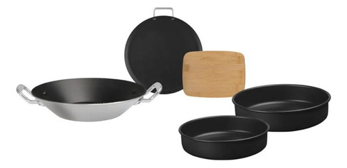 Batería De Cocina Negra De Aluminio 13 Piezas Vasconia Color Negro