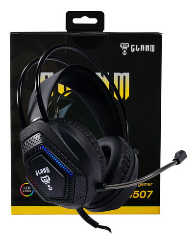 Fone De Ouvido Jungle Cl-hj507 Preto Led 3 Cores Com Fio Usb