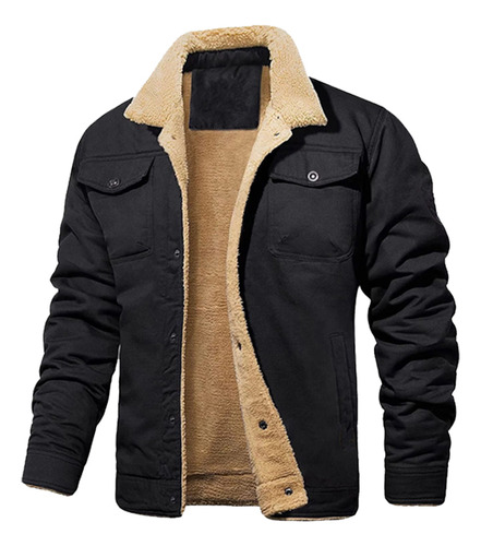 Chaqueta Para Hombre Forrada Con Lana De Piel, Casual, Grues