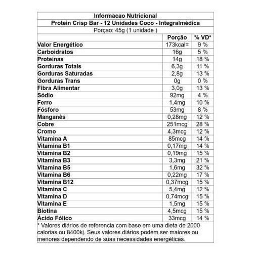 Protein Crisp Caixa Com 12 Unidades Sabor Doce De Coco