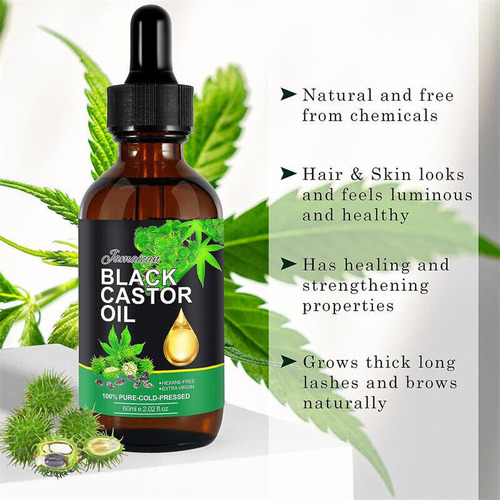 Aceite De Ricino Negro, Cabello Fuerte, Mejorar El Frizz