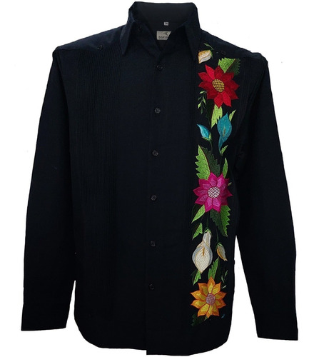 Guayabera Yucateca Bordada. Lino. M/l. Alcatraz. Mayakim