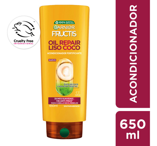 Garnier Fructis Acondiconador Liso Coco 650 Ml