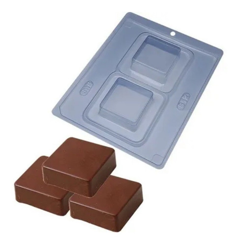 Formas 03 Partes Para Chocolate Pão De Mel Quadrado 812 Bwb