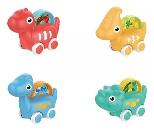 Set 4 Vehiculos Dinosaurios Coches Para Niños