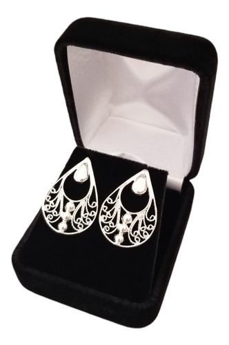 Aretes De Plata Modelo Gota Estilo Malla Elegantes 