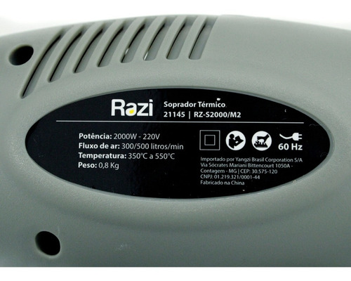 Soprador Térmico Ar Quente 1500/2000w 300 À 550°c Razi