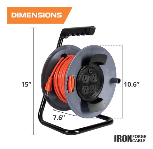 Iron Forge 50 Ft Extension Cord Reel With 4 Electrical ...