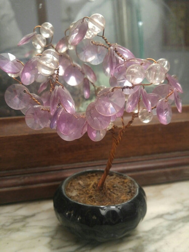 Adorno Arbol De La Vida Piedritas Lilas.