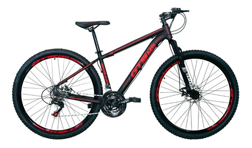 Mountain bike GTS PRO M5 Techs aro 29 19" 21v freios de disco mecânico cor preto/vermelho