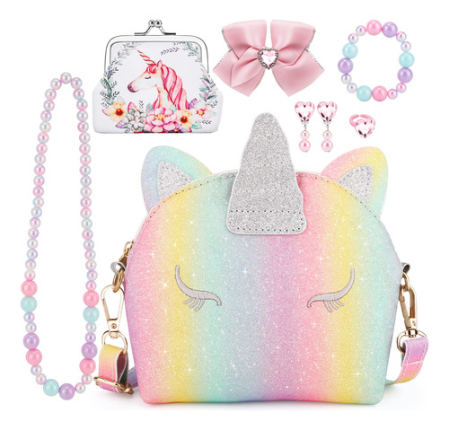 Jyps Bolso De Unicornio Para Ninas Pequenas, 7 Piezas, Lindo