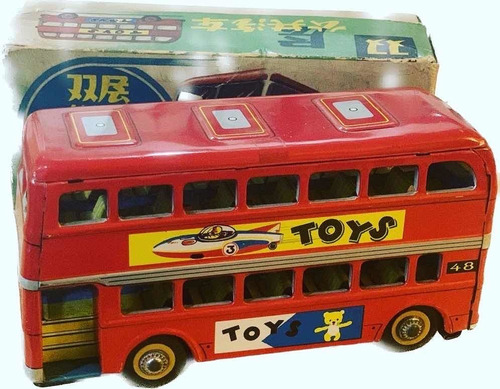Antiguo Bus Dos Pisos Londres Lata Friccion 60s China