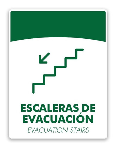 Señal - Escaleras De Evacuación Abajo - 21x16cm