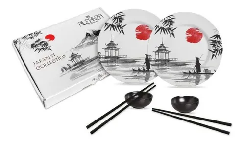 Jogo Jantar Sushi 6 Peças Cerâmica Comida Japonesa 2 Pessoas
