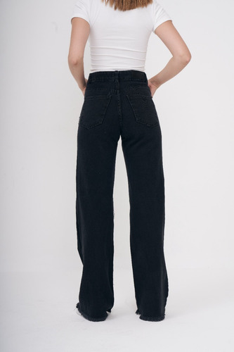 Jean Wide Leg Mujer Rígido Tiro Alto