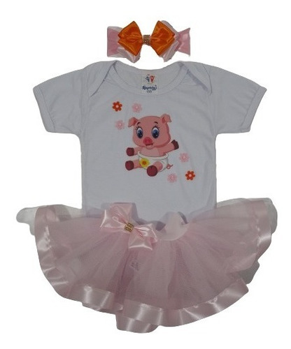 Roupa Porquinha Mesversário Para Bebê Animalzinho