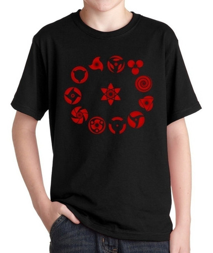 Imagen 3 de 5 de Polera Estampada Naruto Sharingan Ojos Simbolo Anime Manga