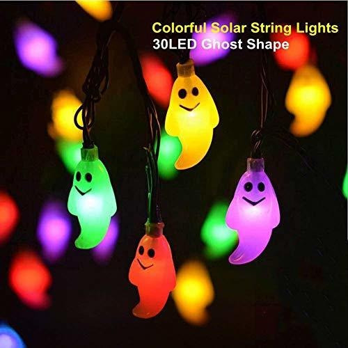 Multicolor IP65 Waterproof Garden 19.7ft 30 LED Solar String Lights Outdoor Decoration Rope Lights for Patio Yard Halloween Christmas Decoration Gate Ausein Halloween Ghost String Lights 