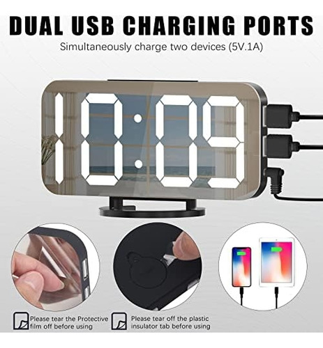 Reloj Despertador Wulawindy, Pantalla Led Grande, Con Cargad