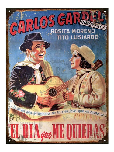 Cartel De Chapa Vintage Carlos Gardel Tango Argentina