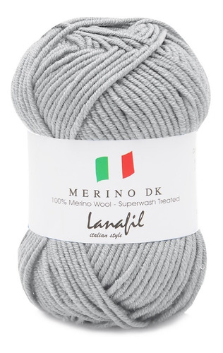 Lã Merino Dk Superwash Lanafil 50g 105mts Crochê Tricô Cor 3172/73M- Cinza Mescla Claro