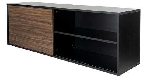 Mueble Para Tv Moderno Centro De Entretenimiento Flotante Color Acabado Nogal Britanico Negro