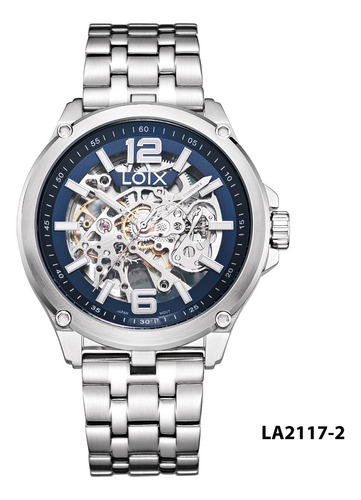 Reloj Hombre La2117-2 Plateado Con Tablero Azul