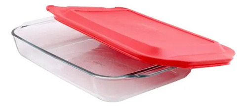 Fuente Refractaria Tapa Rectangular 3.2 L Vidrio Horno Imp