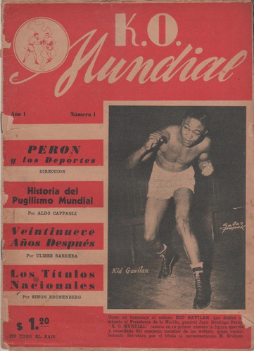 Revista De Box ** K O Mundial ** Nº 1 - Año 1952 - Peron