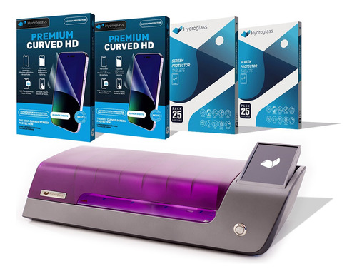 Maquina Hidrogel Hydroglass + 2 Caja Curved + 2 Caja Tablet