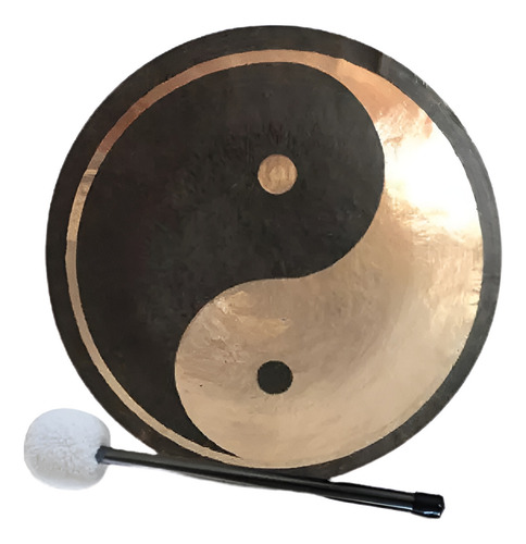 Yin Yan Gong Parquer 32'' 81 Cm Meditacion Martillado A Mano Color Negro
