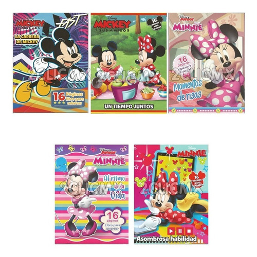 5 Libros Colorear Caricaturas Disney Mickey Mimi 16 Pag