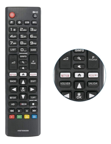 Control Compatible Con LG Smart Akb75095308 Netflix Amazon 