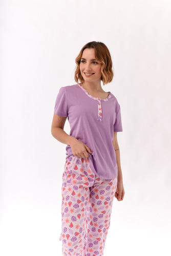 Pijama Manga Corta Pantalón Algodón Ropa Dormir Dc Lumiere