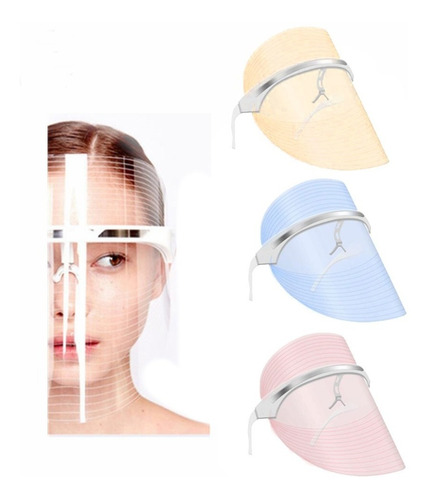 Imagen 1 de 10 de Mascara Led Facial Tratamiento Anti Acne 3 Luces Fotones