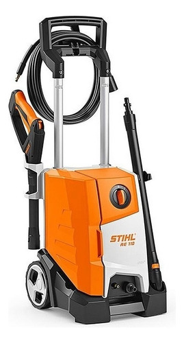 Lavadora de alta presión Stihl RE 110 blanca y naranja de 1,4 kW con 100 bar de presión máxima de 127 V