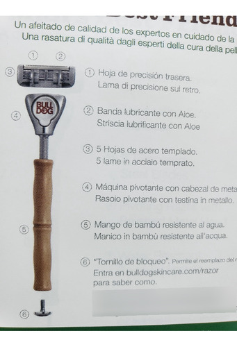 Rastrillo Bull Dog Bamboo Razor Con 2 Repuestos!