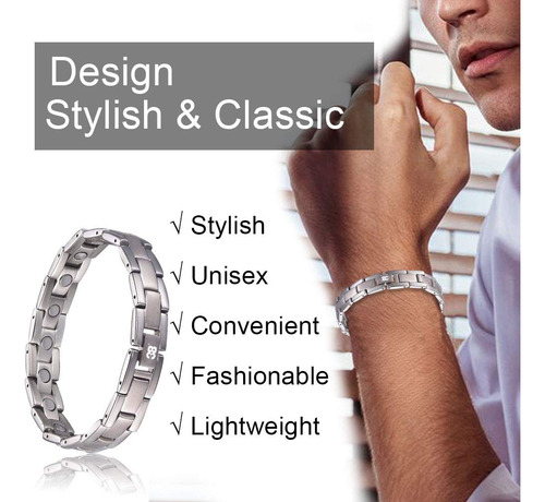 38 Pulsera De Plata De Línea De Titanio Para Hombres Pulser