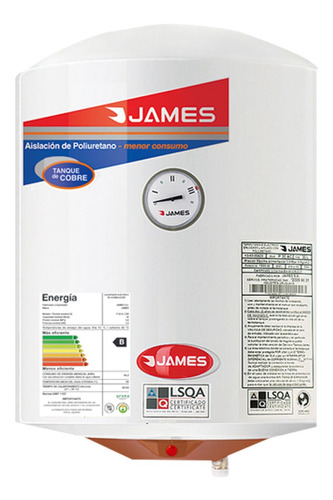 Termotanque eléctrico James Cilíndrica Cobre Convencional 40 L blanco 230V