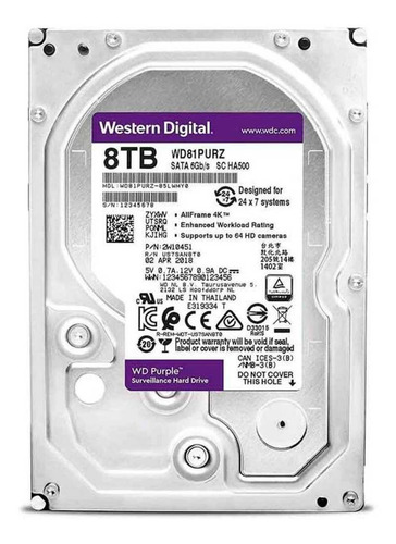 Disco duro interno Western Digital WD Purple WD81PURZ 8TB púrpura