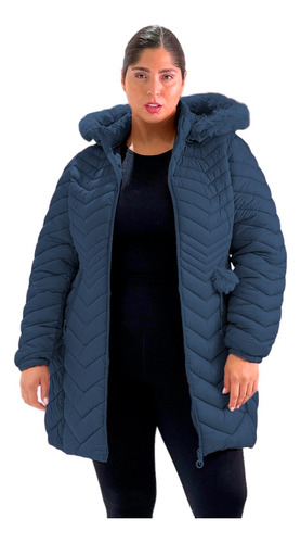 Campera Larga Talle Especial Abrigada Impermeable Capucha 