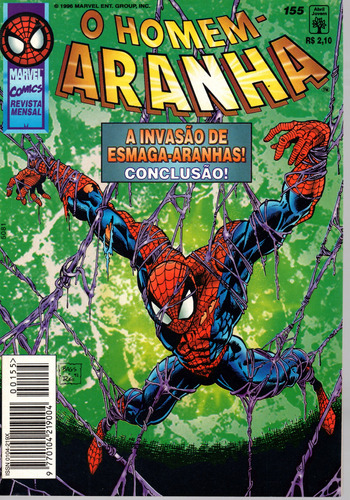 O Homem-aranha N° 155 - 84 Páginas Em Português - Editora Abril - Formato 13,5 X 19 - Capa Mole - 1996 - Bonellihq Cx04 Mai24