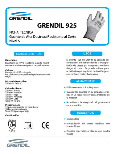Guantes Para Trabajo Rudo Anticorte Nivel 5 Grendil 925