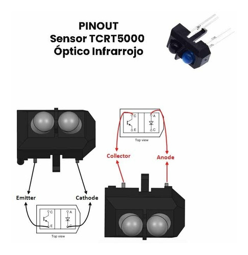 2 Pzas Sensor Tcrt5000 Seguidor De Linea Infrarrojo