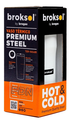 Imagen 6 de 9 de Vaso Termico Acero Inoxidable Broksol 480cc - Blanco - Fdn