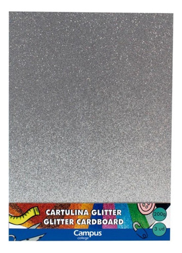 Cartulina Con Brillantina Glitter 3 Hojas A4 Comprasclick