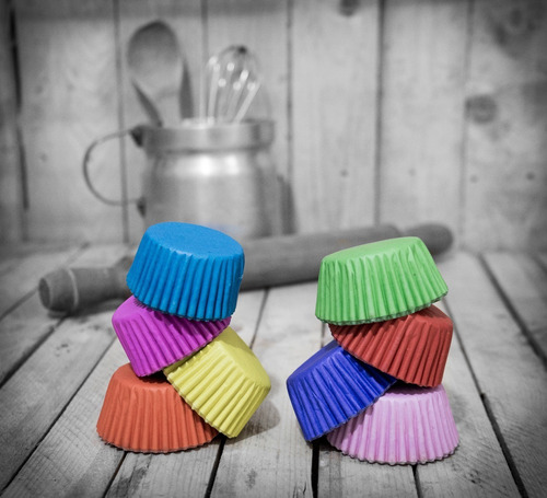 Pirotines Cupcakes N°10 Colores Pasteles Lisos Lunares  X25