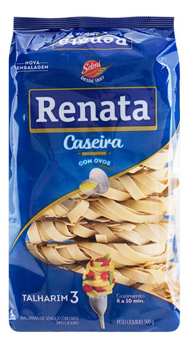 Macarrão de Sêmola com Ovos Caseiro Talharim 3 Renata Pacote 500g